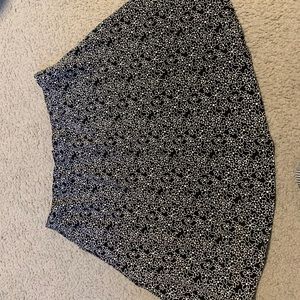 floral black and white A line skirt